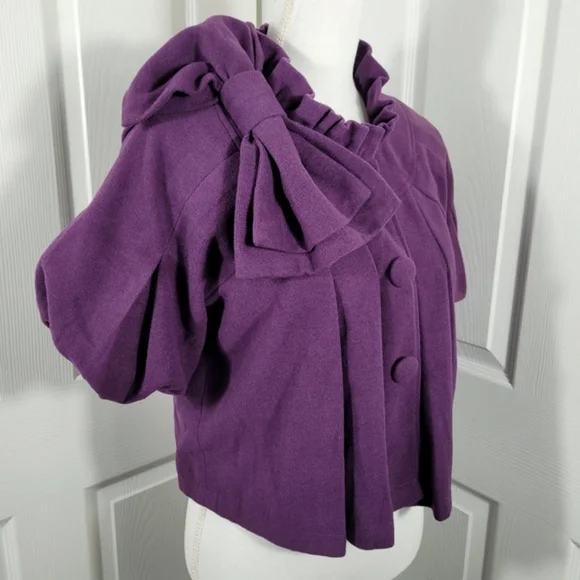NWT Ryu Swing Coat Jacket in Purple Puff Sleeves & Big Bow Size Medium - Picture 4 of 13